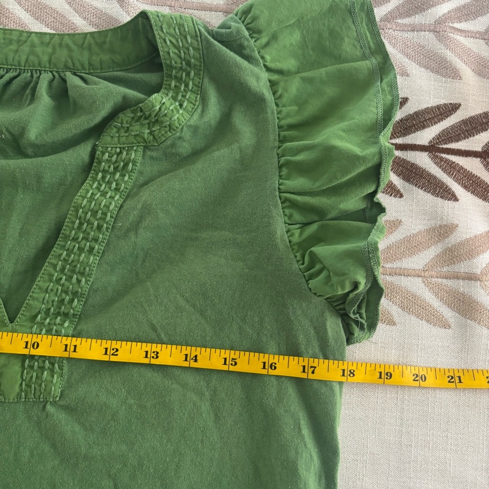 Anthropologie Green Ruffle Sleeve Top - Picture 8 of 9
